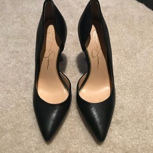 Jessica Simpson Black Leather d'Orsay Pumps